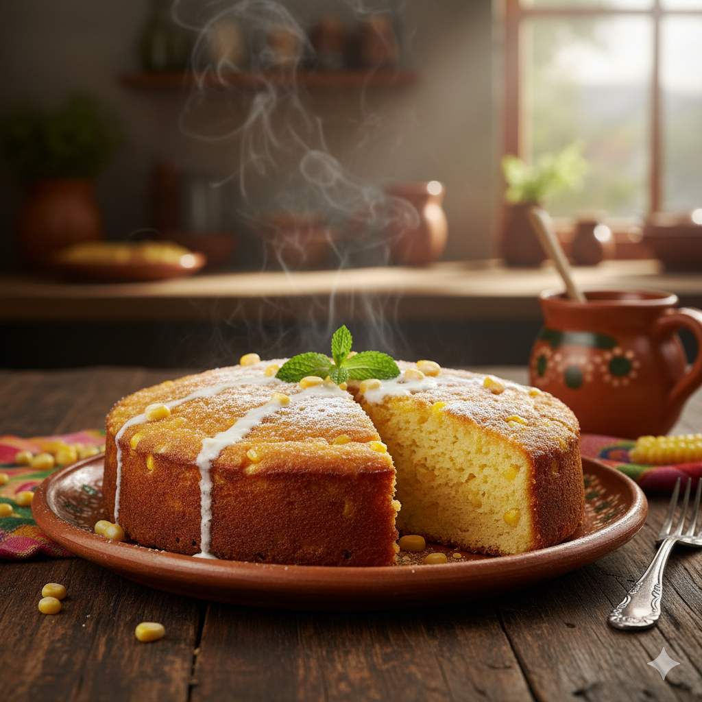 Pastel de elote artesanal